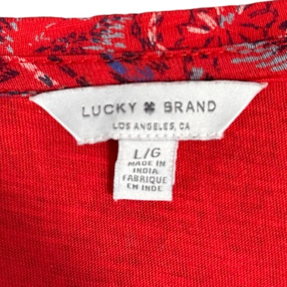 LUCKY BRAND PAISLEY RED T-SHIRT - SIZE LARGE - Picture 5 of 5